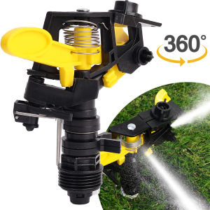 เครื่องฉีดน้ำสนามหญ้าเจ็ทหมุนได้360องศา1/2คอนเนคเตอร์สามทางในสวน "3/4" ตัวผู้ที่พ่นละอองน้ำเพื่อการเกษตรปรับได้อัตโนมัติพลาสติกโยก