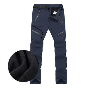 TRVLWEGO Mens Snow Trekking Pants Waterproof Camping Winter Outdoor Hiking Mountain Softshell Very Warm Thickening Trousers