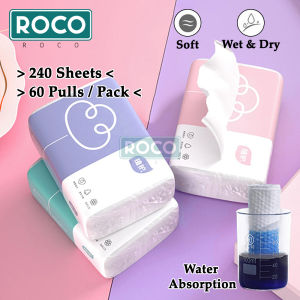 [1 Pack] 240Pcs/60 Pulls Skin-Friendly Tissue Disposable Facial Soft Clean Tissue Tisu Muka Wipe Tissue
