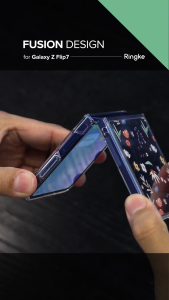 RINGKE® FUSION DESIGN Holographic Samsung Galaxy Z Flip 7 Flower Pattern Silkscreen Shockproof TPU Bumper Protective Cas