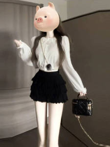 French Elegant Knitted Shirt And Half Skirt Two-Piece Set Autumn Winter Fashion Casual Style Comfortable Cotton Material