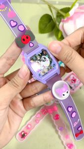 Jam Tangan Anak Digital Analoq DualTime Strap Rubber Lampu Karakter Kuromi Melodi Cinamarol