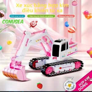 Đồ Chơi Máy Xúc RC Điều Khiển Từ Xa 2.4G Xe Đào Bánh Xích Bằng Hợp Kim Có Đèn & Âm Nhạc Dành Cho Bé Trai Và Bé Gái