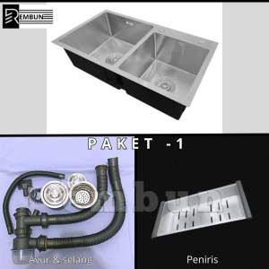 SINK BAK CUCI PIRING/ KITCHEN SINK 2 LUBANG UKURAN 82X45X22 TERMURAH