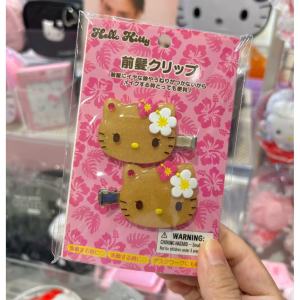 Sanrio | Fashion Sanrio Summer Hawaiian Black Leather Kitty Hair Clip Cute Girly Hello Kitty Side Hair Card Clip Jewelry