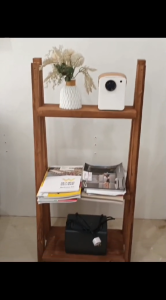 Durable Handcrafted Wooden Ladder Shelf Organizer - Multi-Tier Rustic Modern Display Stands for Plants Books Magazines Gadgets and Decor Accents - Compact yet Sturdy Natural Wood Furniture for Living Room Bedroom Office or Home Corner