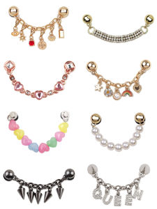 Phụ Kiện Giày Crocs Metal Gemstone Detachable Chain Accessory Holes Giày Đế Bằng Đính Đá Quý Có Thể Tháo Rời Cho Phụ Nữ