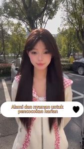 Wig jepit rambut wanita hitam lurus gaya Korea klip rambut wig wanita panjang 75cm klip rambut wig