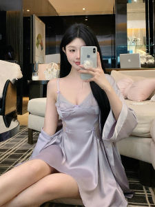 RUIMENGDUO | Đầm Ngủ Lụa Hơi Mát Mới Mùa Hè Quyến Rũ Không Lưng Có Đệm