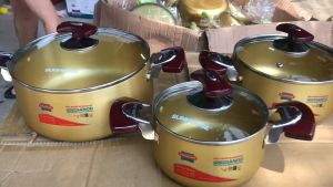 Bộ Nồi Sunhouse SH 6634 gồm 3 chiếc size 16-20-24cm màu (vàng đồng)