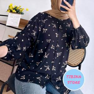 FAUNA BLOUSE BALON MOTIF WANITA // BLOUSE RAYON // BLOUSE KEKINIAN // BLOUSE KERAH SANGHAI