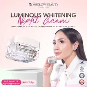 MS Glow White Cell DNA Night Cream WCD Krim Malam Mencerahkan Cepat Cerah Instan Aman Kulit Sensitif Kusam Repair Skin Barrier