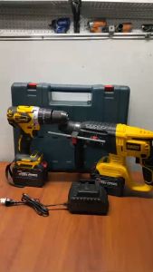 Bộ Combo Máy Khoan Pin Và Máy Khoan Bê Tông Dùng Pin 199V 2 Pin 15 Cell Động Cơ Không Chổi Than - Tặng Kèm Hộp Đựng - Bảo Hành 1 Năm