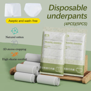 KUCHAR 4/5pcs Men Disposable Underwear Panties Soft Cotton Sterilization Portable Boxers Briefs for Travel Fitness Hotel Spa Hospital Business Trip