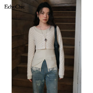 Bộ Đồ Cardigan Len Chấm Bi