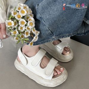 EVA Flat Bottom Thick Heel Sandals Women's Summer 2024: New Style Magic Tape Beach Shoes, Casual Slip-On Roman Shoes