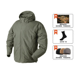 Helikon L7 Mens Winter Thick Outdoor Cotton Jacket Thermal Insulation Tactical Cotton Outerwear Coat Long Sleeve Zipper Closure