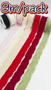 Ribbon House | 9 Meters/Roll 40mm Wide Lace Lotus Leaf Pleated Ribbon Wavy Edge Fishtail Yarn Ribbon Flower Cake Decoration Festival Party Gift