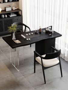 Black Tea Table Set Embedded Inlay Style Tea Tray Wutong Stone Material Automatic Water Boiler Home Balcony Tea Time Furniture