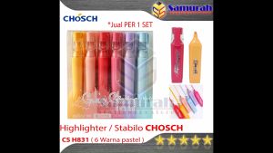 Highlighter Gliter Chosch H831 / Spidol Penanda Warna Pastel Kilap Manik 1 set isi 6 warna Pastel
