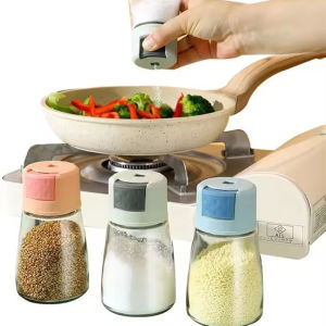 Measureable Salt Control Salt Shaker Kitchen Sealed Seasoning Jars Quantitative Press Seasoning Box Cumin Seasoning Bottle