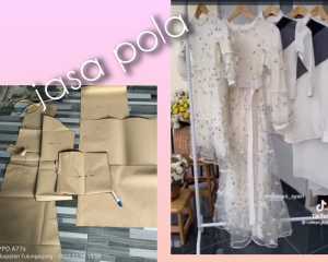 pola instan gamis 2 lapis