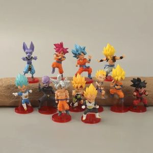 Bandai | 12pcs/set 8cm Anime Dragon Ball Mini Figure Goku Vegeta Buu Beerus Figurine PVC Collection Desktop Action Figure Toy Gifts