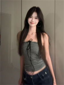 Áo Ba Lỗ Cổ Tròn Không Tay Họa Tiết Sọc Cổ Điển Mỹ Gợi Cảm Cho Nữ Mùa Hè Áo Khoác Ngoài Độc Đáo Đẹp Đẽ Áo Sơ Mi