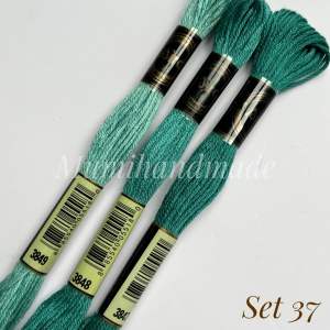 [ Bảng 2 ] [Combo  3 - 8  Tép] Chỉ Thêu Tay Airo Cotton - Set Phối Màu Gradient Thông Minh (Set Màu Gradient Xanh Dương/Lá/Ngọc)