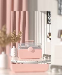 กล่องเก็บของ กล่องเก็บเครื่องสำอาง มีลิ้นชัก กันฝุ่น ความจุใส่ของได้เยอะ พร้อมหูหิ้ว กรณีแต่งหน้า กล่องเก็บยา