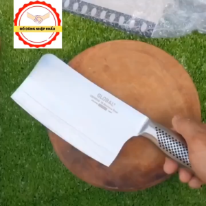 Dao chặt xương ống GLO-BAL Nhật Bản bằng thép trắng đúc 3 lóp chống gỉ-Trọng lượng 700GR