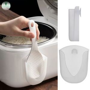 YESPERY Rice Spoon Rack Suction Cup Holder Non- Stick Spatula Rack Plastic Rice Spoon Stand Rest Organizer For Kitchen