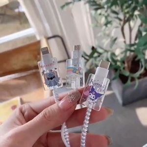 Raimondo Penutup Pelindung Kabel Data Universal Pelindung Gigitan Kabel Kartun Transparan Kreatif