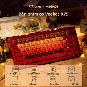 Bàn Phím Cơ Chơi Game AKKO 5075 X Veekos K75 RGB Kích Thước 75% Hỗ Trợ Thay Nóng Kết Nối Có Dây 3/5 Chân Núm Điều Chỉnh Tùy Chỉnh Hỗ Trợ Gasket