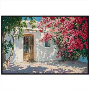 Tranh vẽ tường giàn hoa giấy. Tranh treo tường dán tường sơn dầu tranh trí canvas. CGI-1408