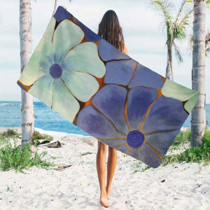 Trừu Tượng Hoa Màu Xanh Tranh Sơn Dầu Nhanh Khô Microfiber Khăn Đi Biển Nhẹ Để Bơi Cắm Trại Yoga Tắm Polyester
