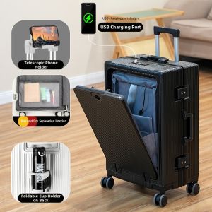 MANLVSHI | Front Opening Side Zipper Small Suitcase 20inch