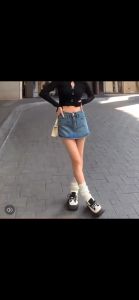 กางเกงยีนส์ขาสั้นผญ กระโปรงเอวสูงสไตล์เกาหลี ใส่สบายและสวย S-2XL