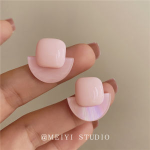 French Romantic Acrylic Geometric Mosaic Earrings High-End  Small-Niche Matte Pearl Bead Earrings Fashionable Womens Jewelry