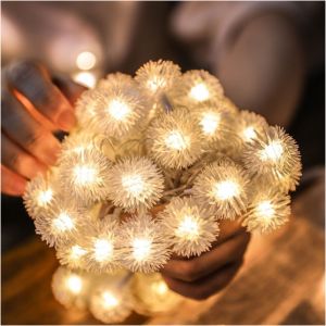 ✨【Ready Stock】 + Free Shipping✨ Christmas New Year Mini Dandelion LED String Light/Battery Operated Furry Ball Lamp/Garden Terrace Indoor Party Holiday Decoration Lighting