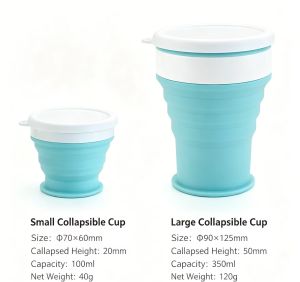 Travel outdoor Cup Silicone Collapsible Folding and Retractable Coffee Cups BPA‑Free Foldable Reusable Water Mug折叠硅胶杯