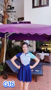 Đồ bơi liền thân nữ Blue Sky Swimbros G16 dáng váy cao cấp form đẹp che khuyết điểm