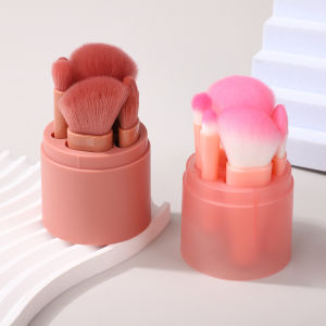 Professional 5PCS Makeup Brush Set with Torch Handle & Storage Bucket | Vegan Nylon Bristles for Foundation Blending Contour