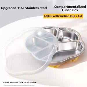 BAICHANG | Children Stainless Steel Divided Suction Dinner Plate