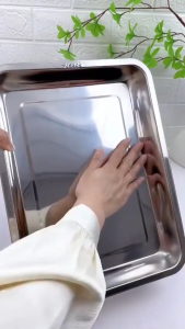 【VIDKHSY Store】304 Stainless Steel Food Warmer Square Tray - Thick 2CM Serving Plate for Rice BBQ Grill Buffet - High-Quality Kitchenware & Steamed Dish Container