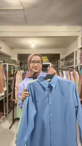 Tunik Polos Wanita - Tunik Kemeja Lengan Panjang Manset