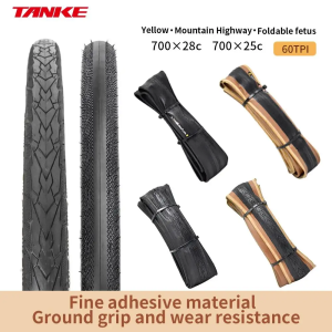 TANKE | TANKE Road Bike Tire 700X28C/700X25C 60TPI Black and yellow edges puncture-proof Bicycle Tire forGravel Bike/JILUER Folding Tire