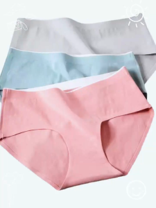 Cotton Seamless Panty Mid-Waist Comfortable Breathable Underwear Womens 6pcs