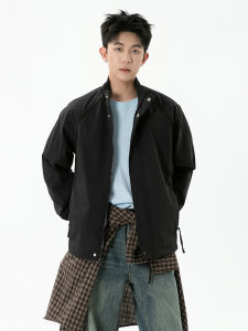 เสื้อแจ็คเก็ตทรงหลวมสำหรับผู้ชายฤดูใบไม้ร่วงกันลมกันน้ำสไตล์ทหารแบบแยกชิ้นส่วนสวมใส่สบายในทุกๆ วันแบบลำลอง