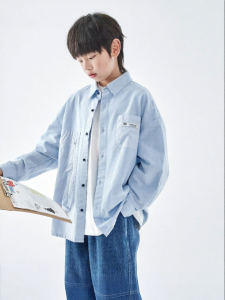 LANQISHUI | Asymmetric Cotton Oxford Button-down Shirt Boys